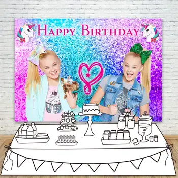 

Photography Backdrop Glitter Mermaid Scale Color JoJo Siwa Background for Happy Birthday Party Twins Baby Shower Banner Backdrop