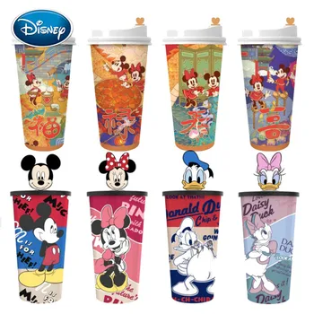 

Disney Mickey Minnie Cup Coffee Cup New Year Drink Cup Shaking Cup Cartoon Printing Cola Cup Movie Peripheral Doll