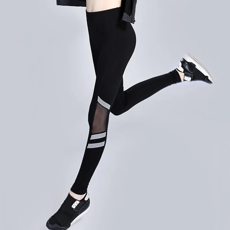 

2019 New Night Running Reflective Soprts Leggings For Women Yoga Pants Licras Deportiva De Mujer Gym Pants Black Workout Clothes