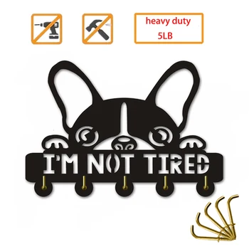 

Boston Terrier Shape Kitchen Door Wall Hook Pug Hanger I'm Not Tired Keys Pockets Holder Animals wooden Hook