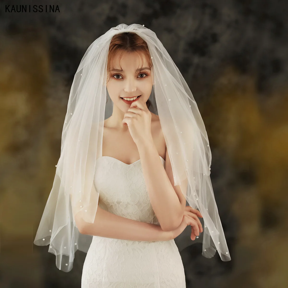 Wedding Accessories Short Simple Wedding Veil White Beige Two Layer