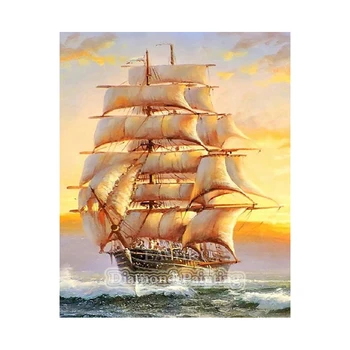 

EASHRU Sailboat Sunset 5D DIY Diamond Painting Cross Stitch Full Square Drill Diamond Embroidery Needlework Home Decor PT4611