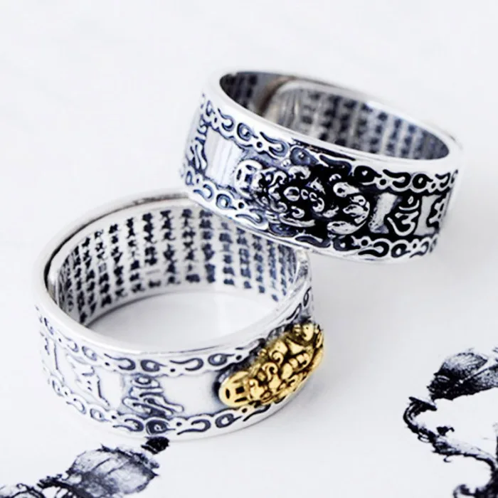 Женское и мужское кольцо Feng Shui Pixiu с амулетом, Женское кольцо с амулетом, регулируемое кольцо для мужчин, буддийские ювелирные изделия, кольца унисекс, VK-ING