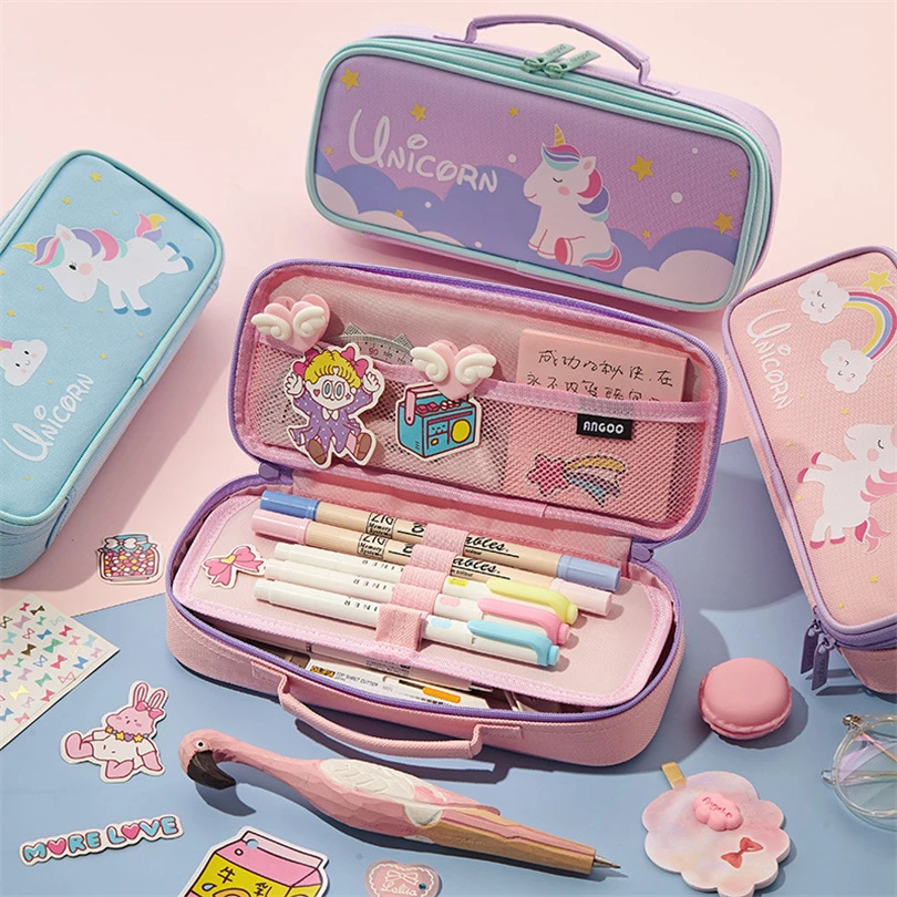 Estuche Escolar de unicornio Para El Colegio, Estuche de lápices con diseño de astronauta Kawaii, Para El Colegio|Estuches escolares| - AliExpress