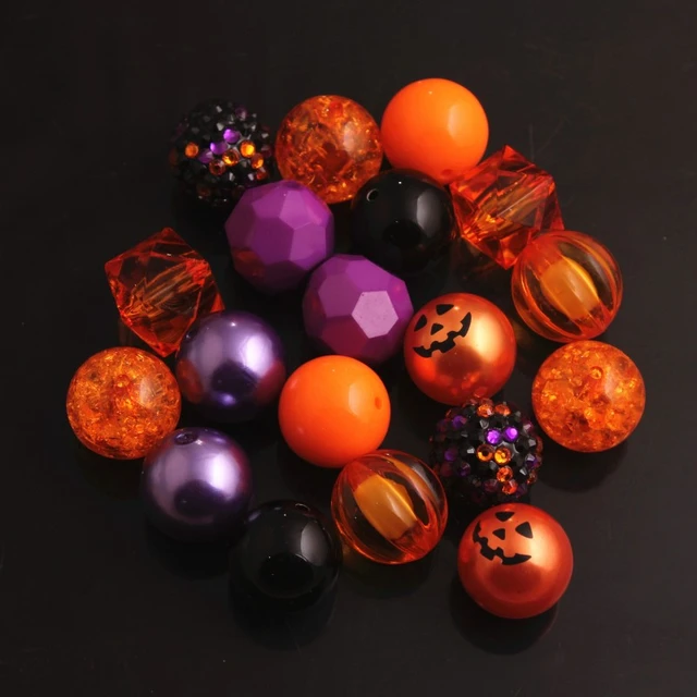 20mm Orange Crackle AB Bubblegum Beads