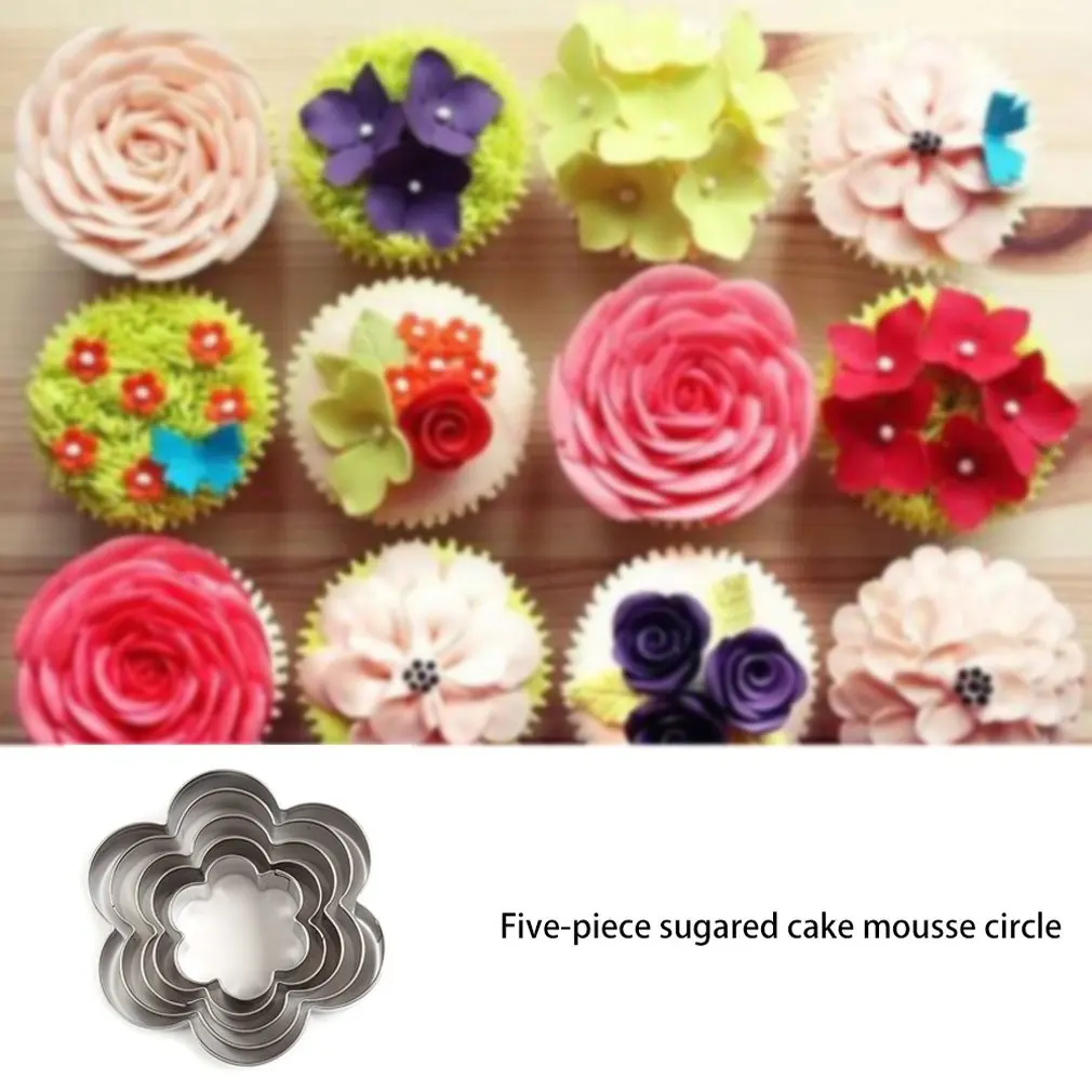 5pcs Baking Stainless Steel Cake Mould Ice Handmade Biscuit Mould Snowflake Pattern Biscuit Cutter