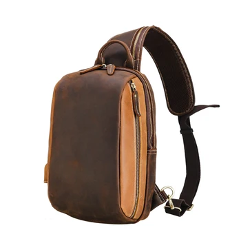 Cheap MAHEU vintage leather man chest bag usb charging insulation crossbody bag outdoor sports backpack with usb cable large size Cheap MAHEU vintage leather man chest bag usb charging insulation crossbody bag outdoor sports backpack with usb cable large size