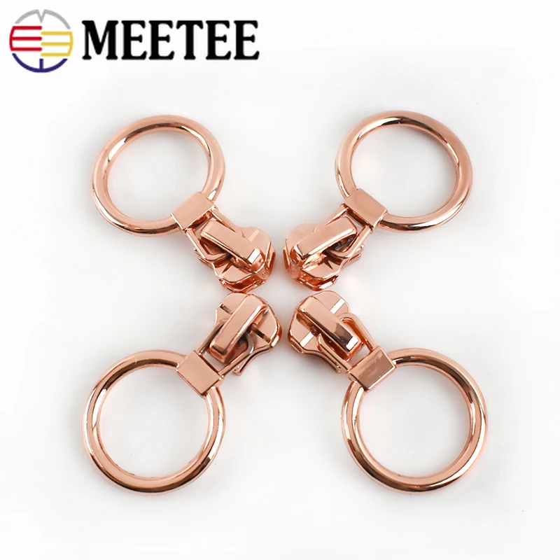 10pcs Meetee 5 Rose Gold Zippers Slider for Metal Zipper Head Zip