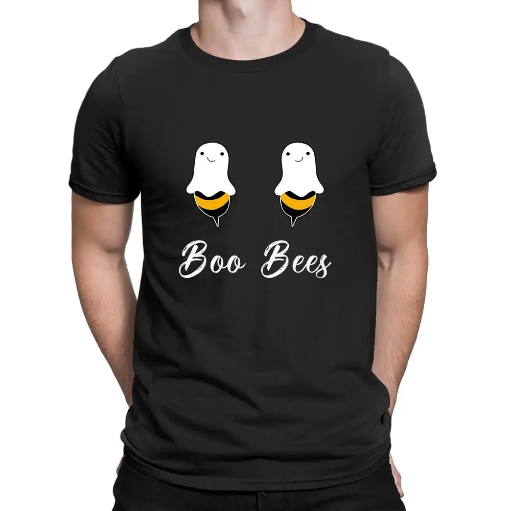 Boo Bees/костюм на Хеллоуин для пар забавные вечерние мужские футболки в винтажном стиле футболка из хлопка для родителей и детей высокого качества - Цвет: black