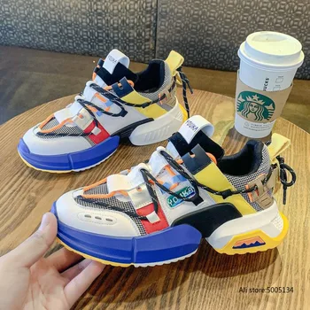 

2019 New Chunky Fashion Sneakers Platform Women Thick Sole Ladies Female Chunky Shoes Women Casual Vulcanize Platform Sneakers