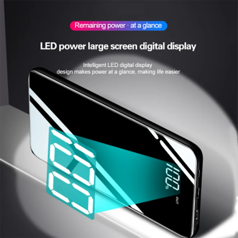 10000mAh Powerbank For Xiaomi Portable Charger Battery-Bank Mirror Mobile-Phones 10000 Mah Micro Usb Type C External Battery