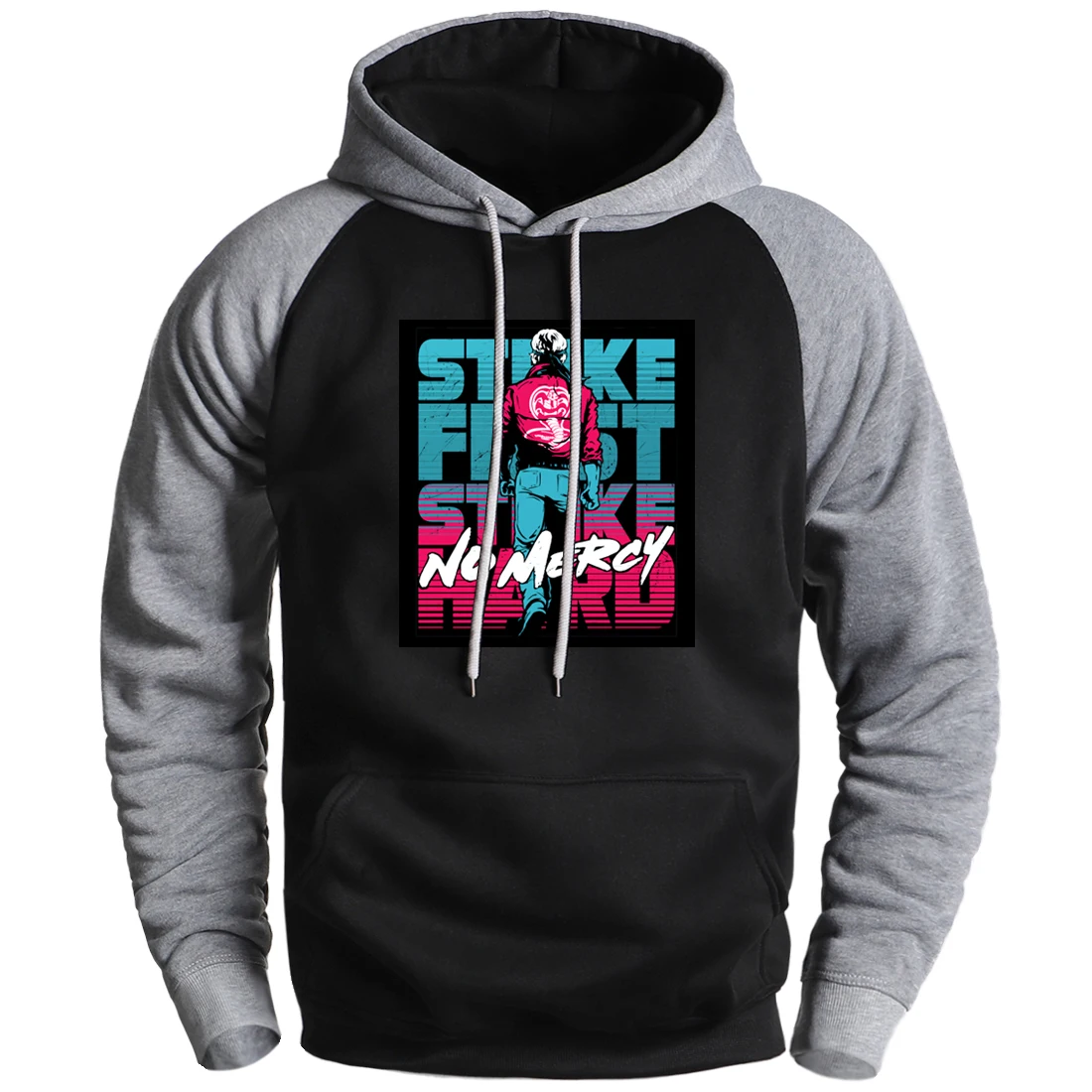 

Men Winter Fleece Hoodie Streetwear Cobra Kai First No Mercy Long Sleeve New Arrival Raglan Sweatshirt Warm Hooded Sportswear
