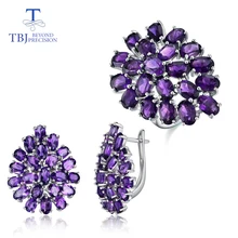 Natural African amethyst jewelry set water drop design 925 sterling silver ring and earrings fine jewelry for women party wear