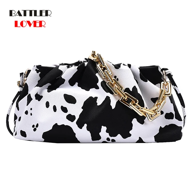 Woman Handbags Designer Artificial Leather Underarm Chains Bag Cow Tote French Ladies Striped Shoulder Bag