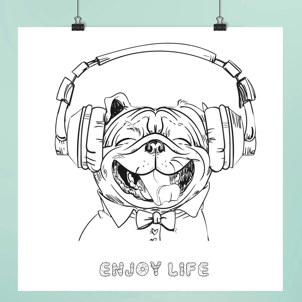 

Dog listening to music Clear Stamps For DIY Scrapbooking/Card Making/Album Decorative Rubber Stamp Crafts