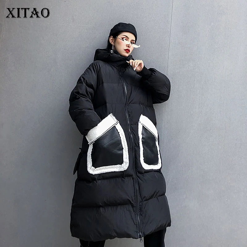 XITAO стеганая парка с карманами индивидуальное зимнее пальто для женщин трендовая