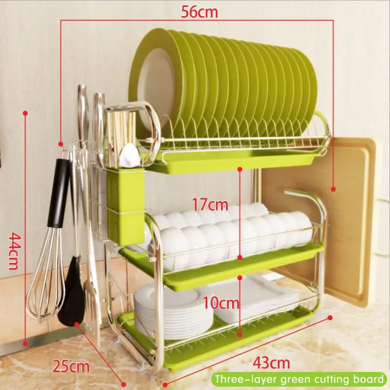 3 Tiers Board Green 1, 2, 3 яруса сушилка для посуды держатель для посуды корзина нож кухонный инструмент органайзер для хранения дома сушилка для посуды - Цвет: 3 Tiers Board Green