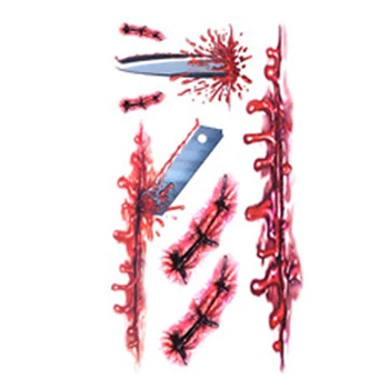 

18 Styles to Choose Waterproof Props Environmental Non - toxic Scar Funny Stylish Tattoo Stickers Halloween Stickers