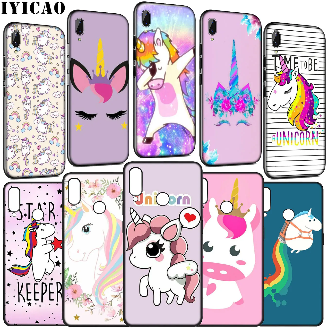 IYICAO Horse Unicorn On Rainbow Soft Silicone Case for Huawei Y9 Y7 Y6 Prime 2019 Honor 20 10 9 9X 8C 8X 8 Lite 7C 7X 7A Pro |