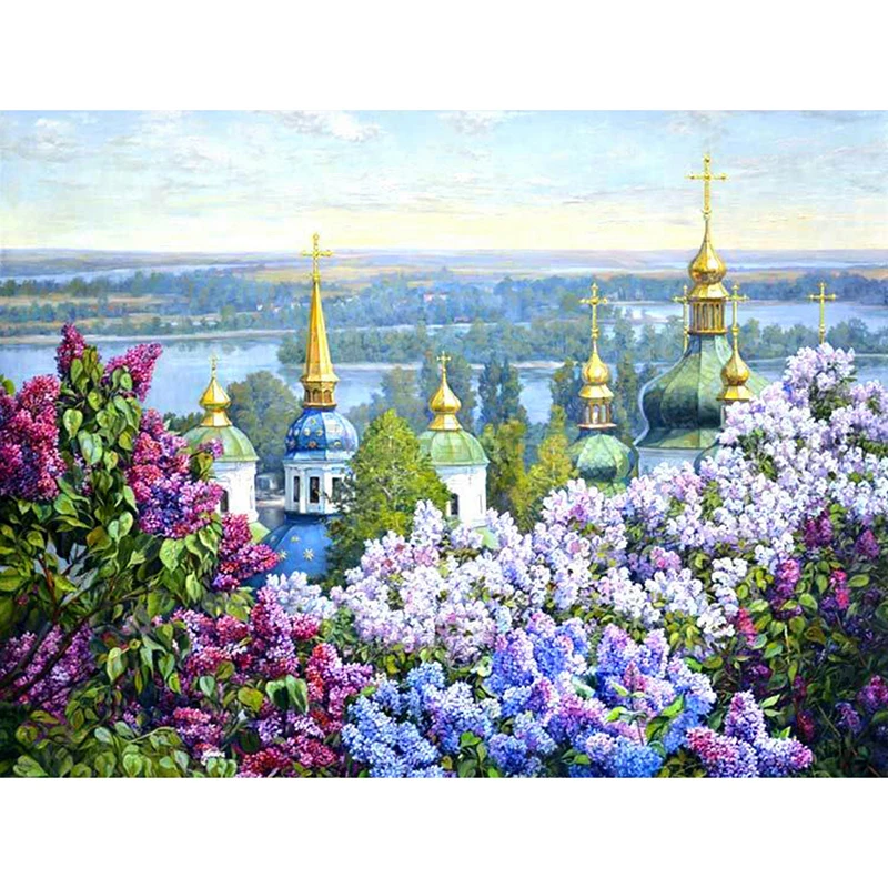 5D алмазная живопись полная выкладка квадратная сиреневая Алмазная вышивка