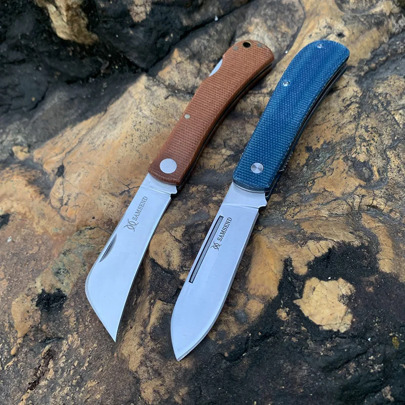 

SAMSEND new folding knife with flax fiber handle 440 survival knife outdoor self-defense hunting knife EDC tool