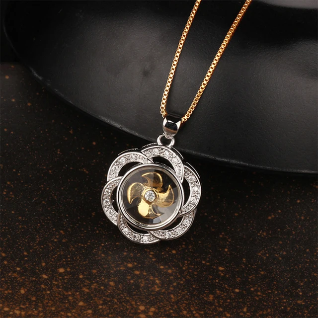 New Arrival Rotatable Windmill Pendant Necklace AAA Cubic Zirconia Pave Gold Silver Color Crystal Necklace Jewelry Women Men Style 10