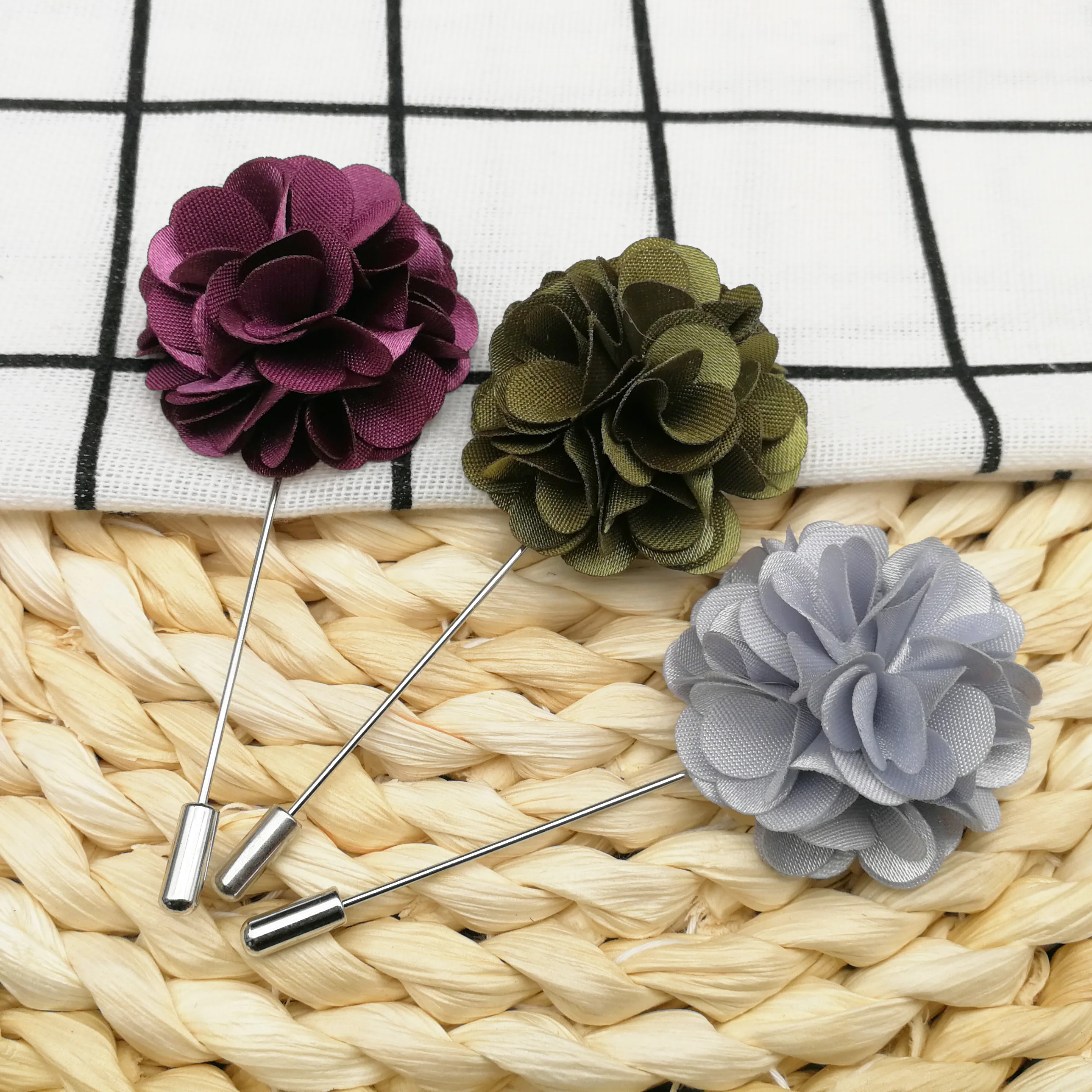 Men Fabric Flower Brooch Pin Suit Lapel Pins Woman Wedding Boutonniere Brooches Fashion Jewelry