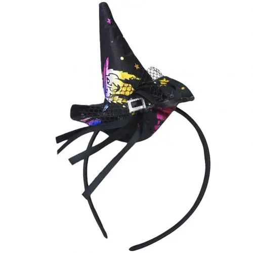 Black Witch Тканевый ободок для волос, шляпа ведьмы, обруч с бантиком с головным убором для Хэллоуина, косплей детали костюма вечерние украшения - Цвет: Black Witch