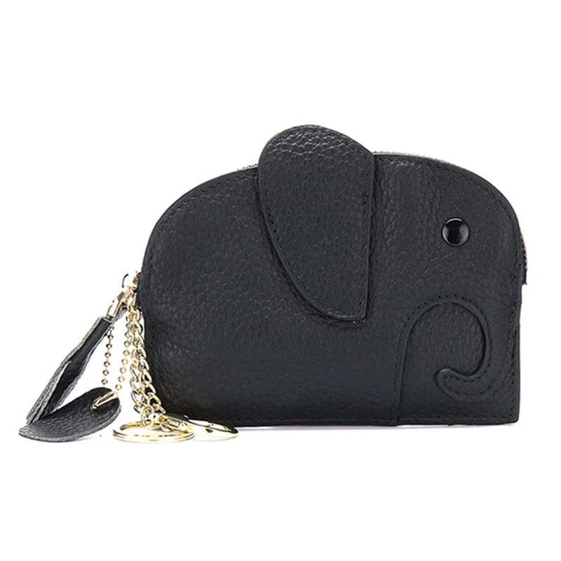 CB1067BK Ins Mini Elephant дизайнерская женская сумка для монет и карт маленькая натуральная кожа Женский кошелек из мягкой воловьей кожи женский кошелек - Цвет: CB1067BK