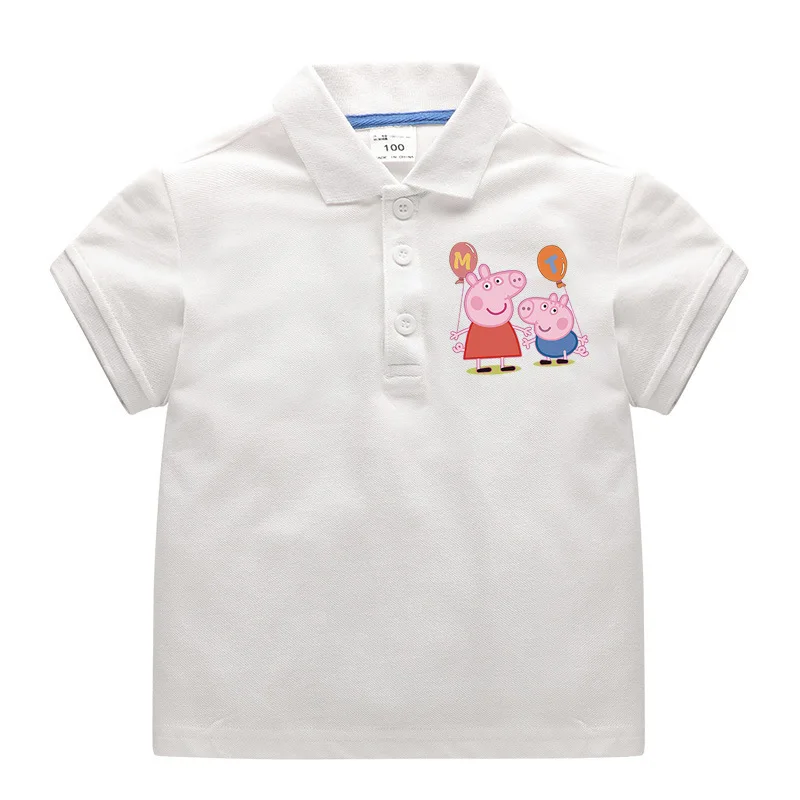 

Peppa Pig George Child Cotton T-Shirt Lapel School Uniform Boy Girl POLO Shirt Baby Cute T-shirt