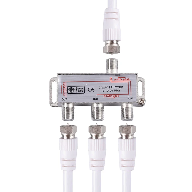 Enhance your Aerial TV and broadband experience with the eSYNiC 3-Way Coax Cable Splitter.