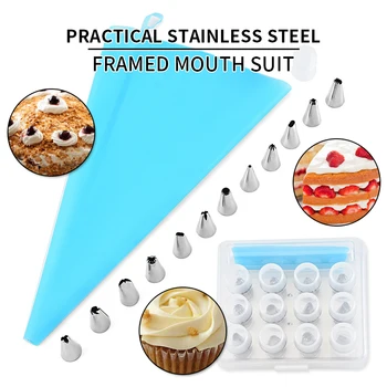 

14pcs stainless steel decorating nozzle sleeve decorating bag butter decorating nozzle tool cake baking tool