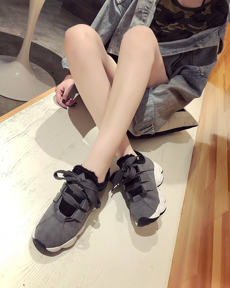 ERNESTNM Faux Suede Sneakers Women High Top Platform Shoes Warm Short Plush Women Shoes Zapatillas Mujer Colorblock Shoes