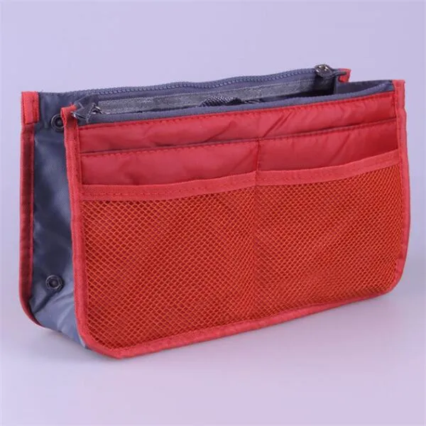 Nylon Cosmetic Bags For Women Tote Insert Double Zipper Makeup Bag Toiletries Storage Bag Girl Outdoors Travel Make Up Organizer Orange