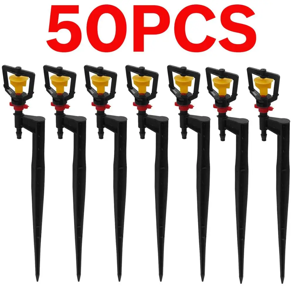 KSL01-KIT060-50PCS KESLA 50 шт. мини вращающееся оросительное устройство 360 градусов микро спиннинг Spayers головка с кол сад Dirp орошения насадки для полива - Цвет: KSL01-KIT060-50PCS