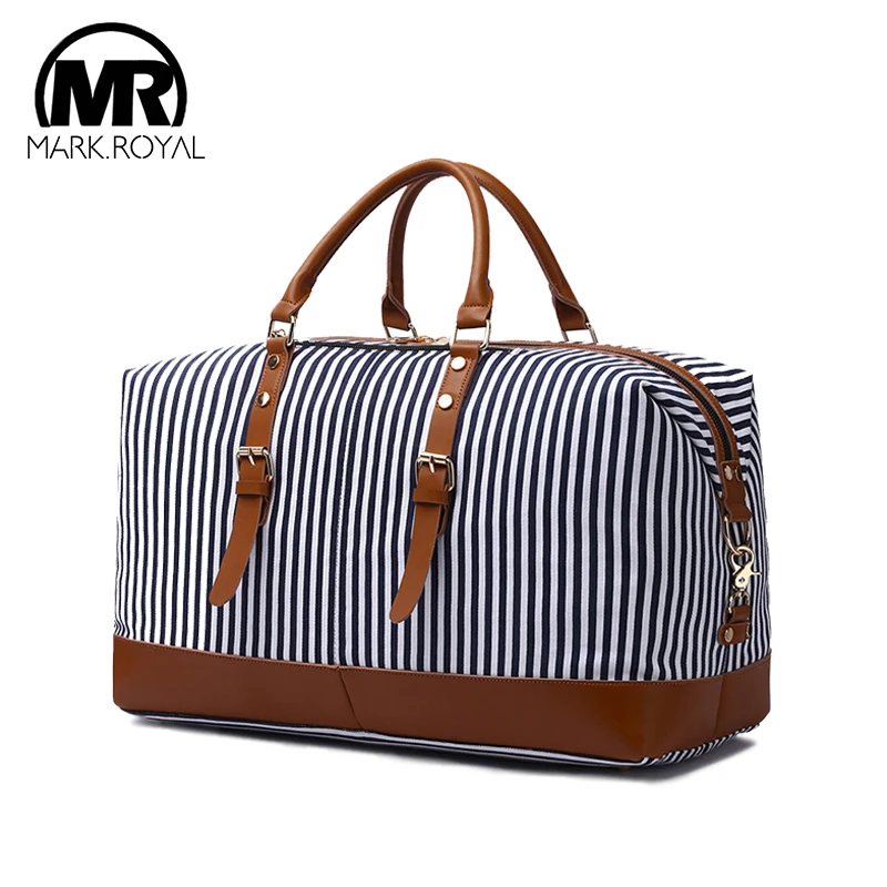 Travel-Bags Tote Duffel Reclining Canvas Large Fashion Portable New Striped MARKROYAL