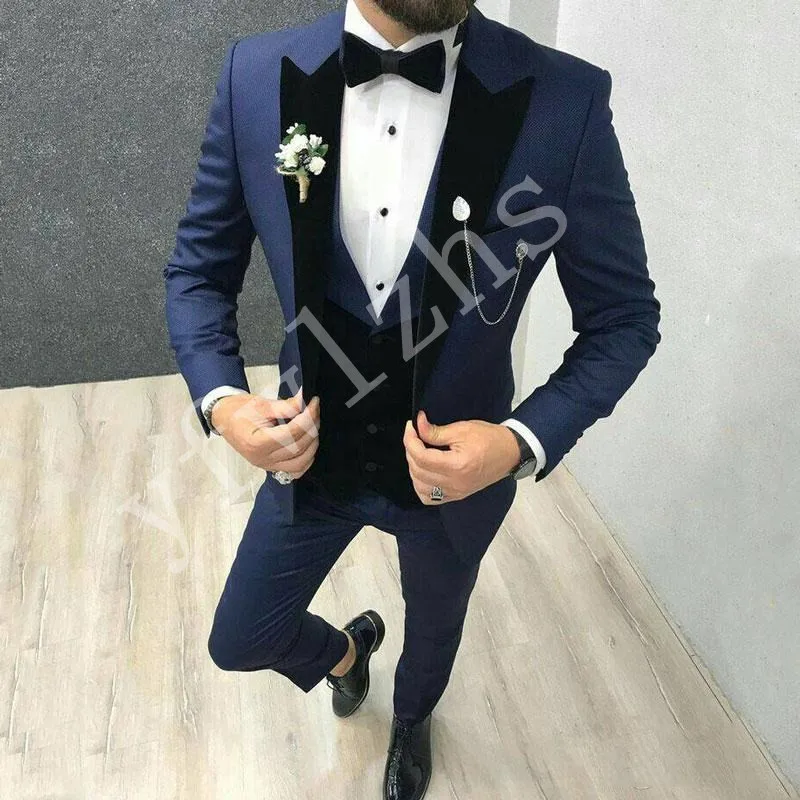 

Handsome Groomsmen Wool blend Groom Tuxedos Mens Wedding Dress Man Jacket Blazer Prom Dinner (Jacket+Pants+Tie+Vest) A101