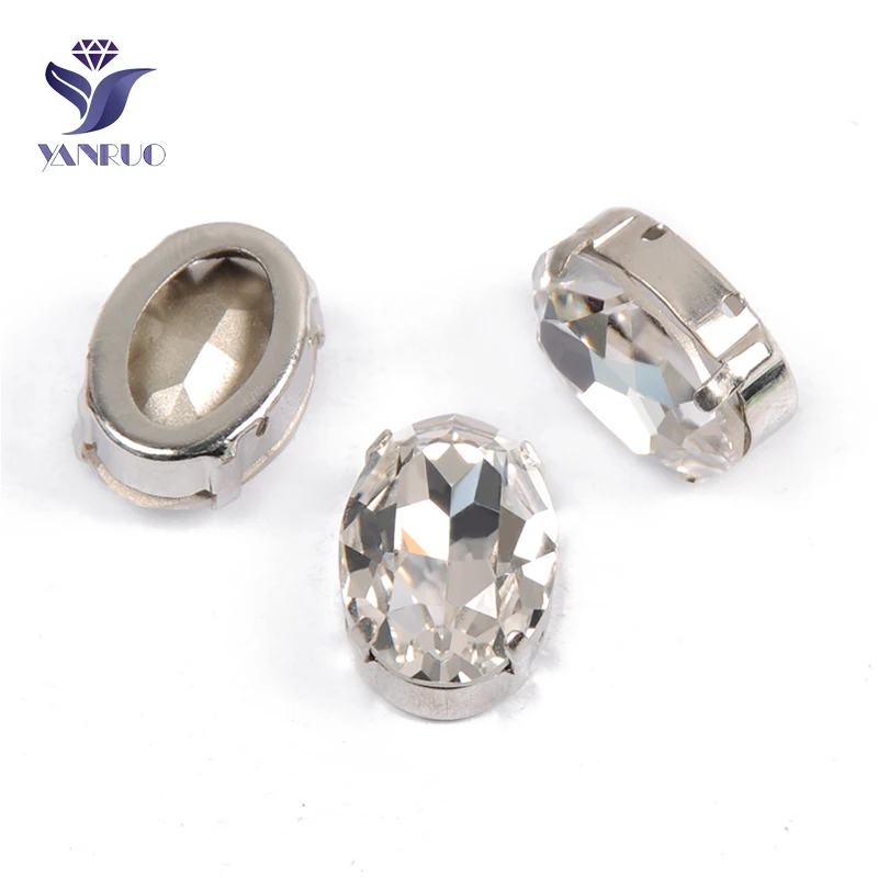 

YANRUO 4120 All Sizes Crystal Clear Oval Strass Glass Stones Pointed Back Sewing Rhinestones On Clothes Accessories