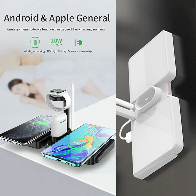 Беспроводное зарядное устройство 4 в 1 QI док станция для Apple Watch AirPods IPhone 8X8Plus XR 11 Pro XS