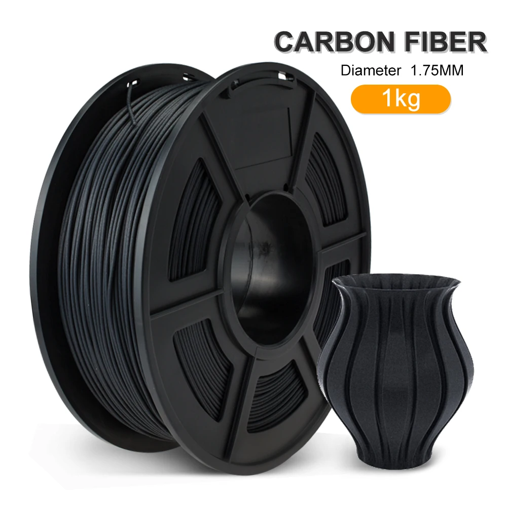 

PLA Carbon Fiber Filament 1kg 1.75mm 2.2 LBS 100% No Bubble High Strenght FDM 3D Printer Filament Non-toxic 3D Printing Material