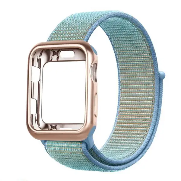 Чехол+ ремешок для часов Apple watch 5/4 ремешок 44 мм 40 мм iWatch 42 мм 38 мм спортивный нейлоновый ремешок для часов Браслет Apple Watch 3 2 1 - Цвет ремешка: Cornflower