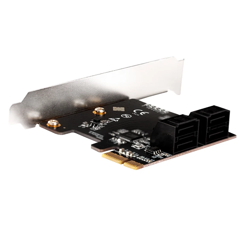Chia-마이닝 4 포트 SATA 카드 라이저, SATA III 3.0 6Gbps 컨트롤러 카드 PCIe 3.0x1 확장 카드 + 로우 프로파일 브래킷 SATA 케이블