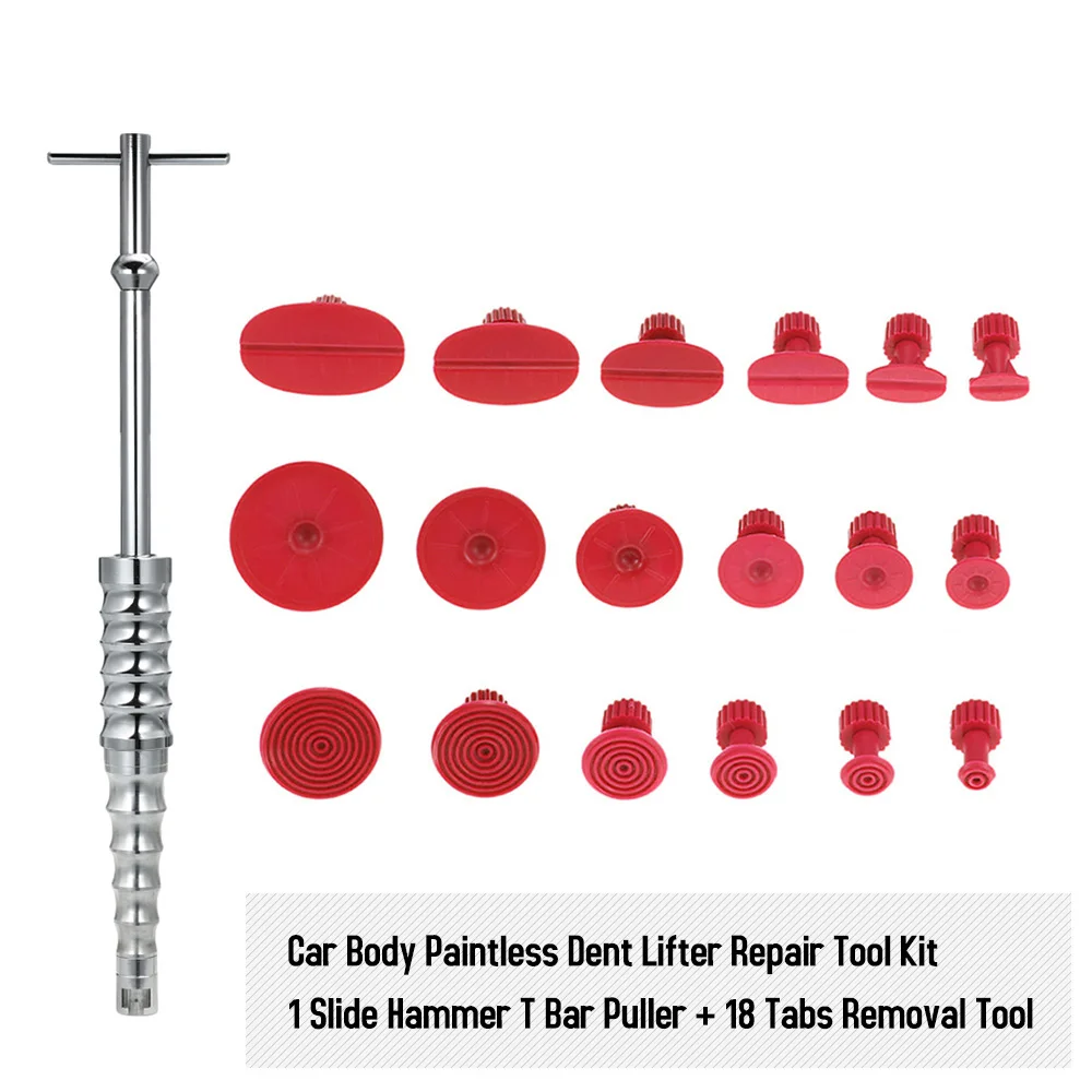 

Universal Car Body Paintless Dent Lifter Repair Tool Slide Hammer T Bar Puller + 18 Tab Removal Tool for automobile refrigerator