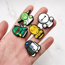 Novel Single Sale 1Pcs PVC Shoe Charms Alien Robot Sandals Accessories DIY Shoe Buckle Decoration Fit Croc JIBZ Kids X-mas Gift