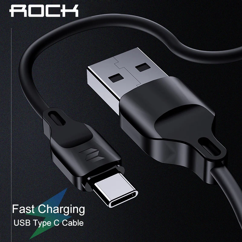 Rock Дата usb type c кабель Мобильный телефон зарядное устройство usb c Быстрая зарядка usb type c кабель для samsung xiaomi huawei usb-c kable tipo