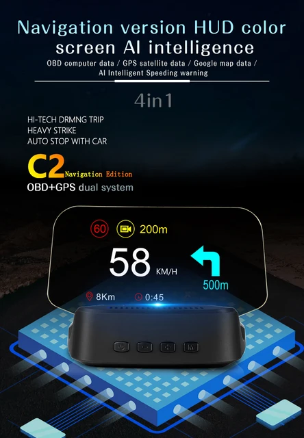  Tangxi Car HUD Head Up Display,OBD GPS Smart  Gauge,Multifunction 9 Alarm Safe Driving Vehicle HUD Display Works Great  for OBD II Compact Car : Electronics