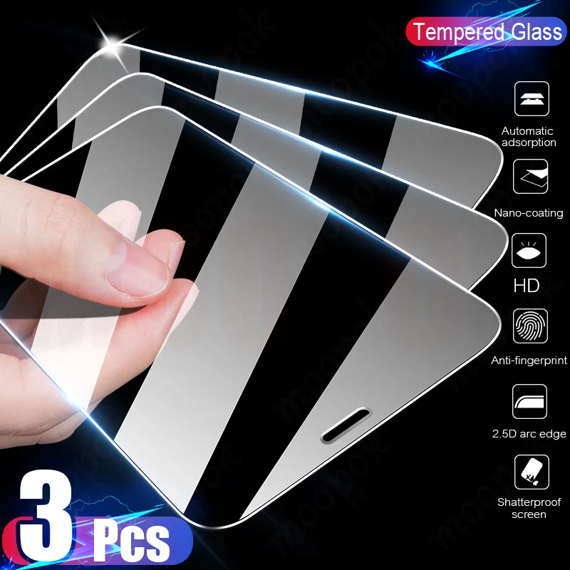 Protector de pantalla de vidrio templado para iPhone, Protector de pantalla para iPhone 11 12 Pro X XR XS Max 7 8 6 6s Plus 5 5s SE, 3 unidades