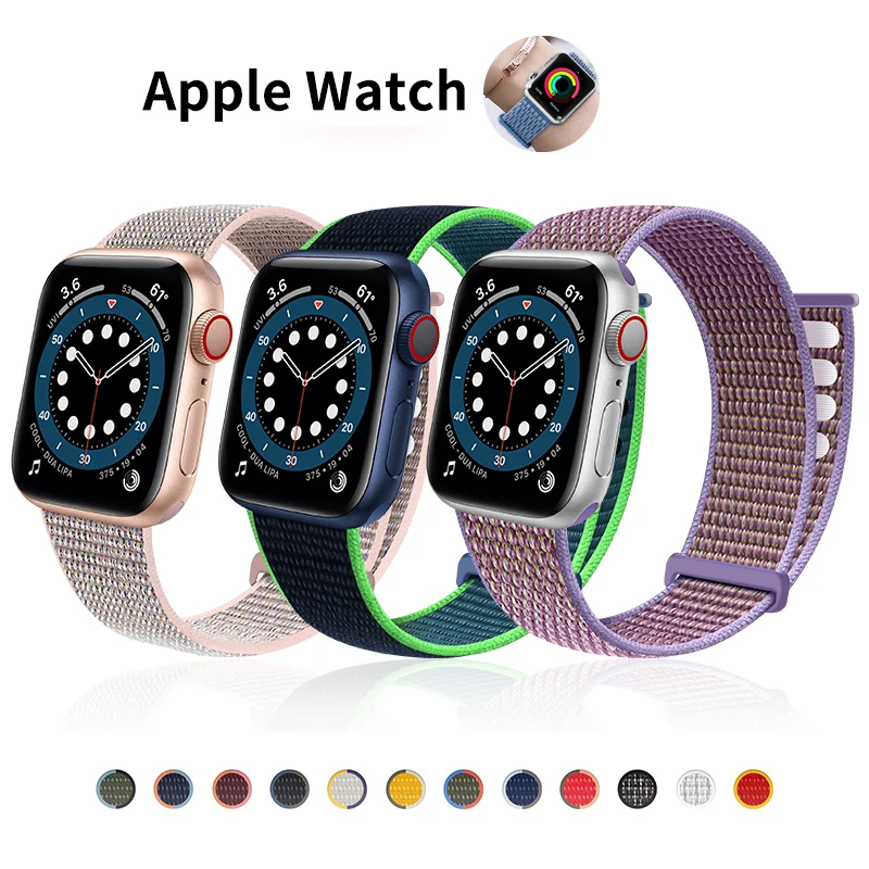 Ремешок нейлоновый спортивный для Apple Watch 44 мм 45 40 41 эластичный Эластичный