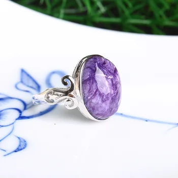 

Natural Charoite S925 Silver Set Ring Woman Day Korean Models Ma'am Colour Jewel Ring Alive. Can Adjust