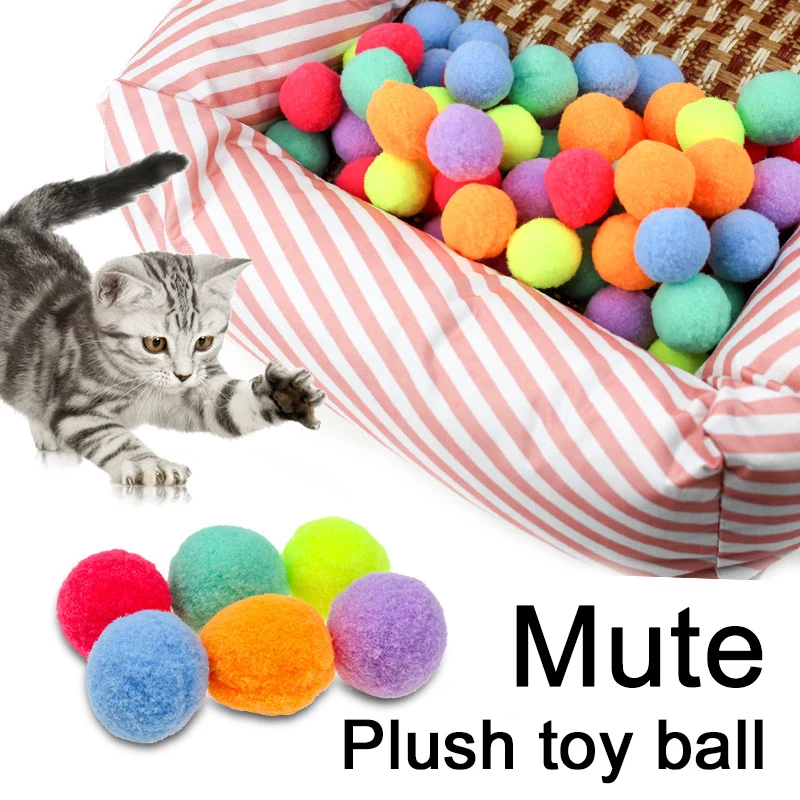 10/20/30PCS Colorful Plush Ball Cat Toys Molar Bite Resistant Bouncy Ball Interactive Funny Cat Balls Chew Toy Pets Supplies best interactive dog toys